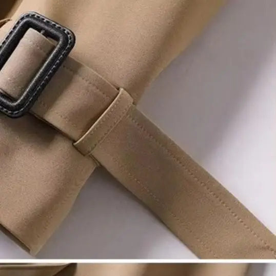 Damen Trenchcoat Lang Zweireihig Mit Gürtel und Reverskragen