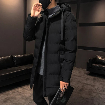 Herren Winter Steppjacke mit Kapuze Lang Warm Pufferjacke