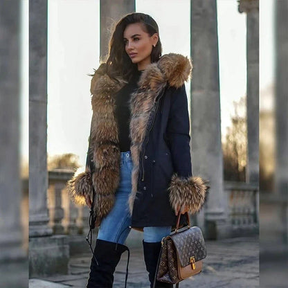 Damen Parka mit Kunstfellbesatz und Kapuze - Wintermantel