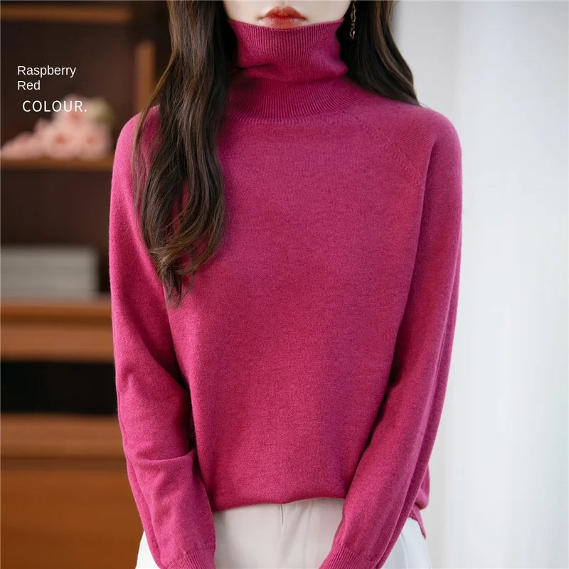 Damen Rollkragenpullover Langarm Strickpullover