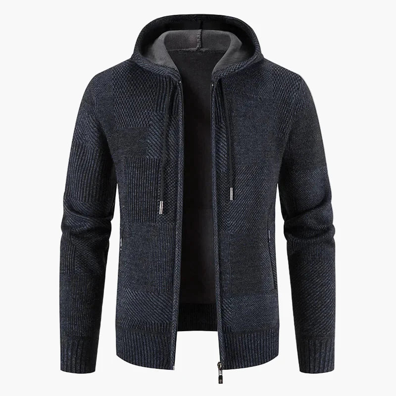 Herren Strickjacke mit Kapuze – Modische, Fleece-gefütterte Winterjacke für Alltag und Freizeit