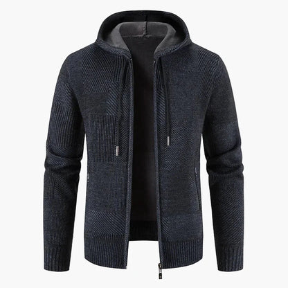 Herren Strickjacke mit Kapuze – Modische, Fleece-gefütterte Winterjacke für Alltag und Freizeit