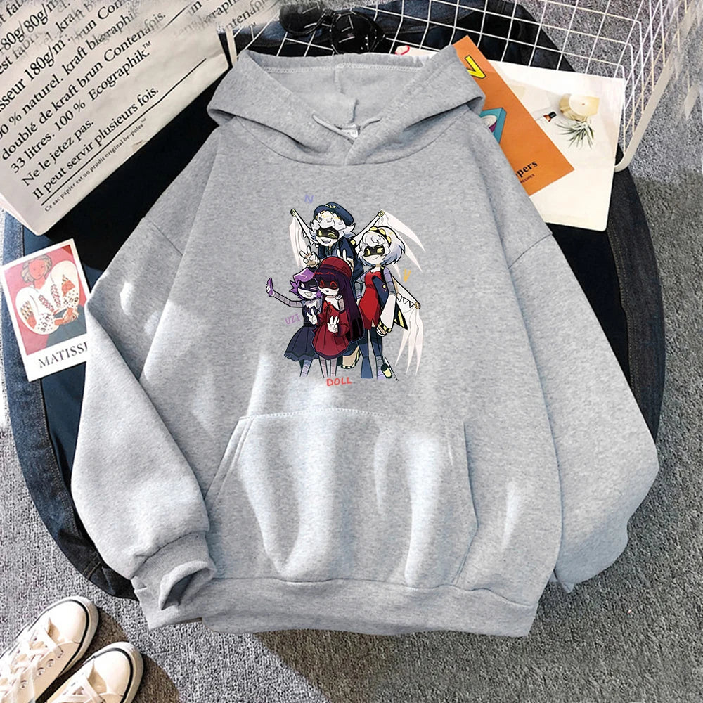 Hoodie mit Kapuze & Kängurutasche – Cartoon-Charakter-Print