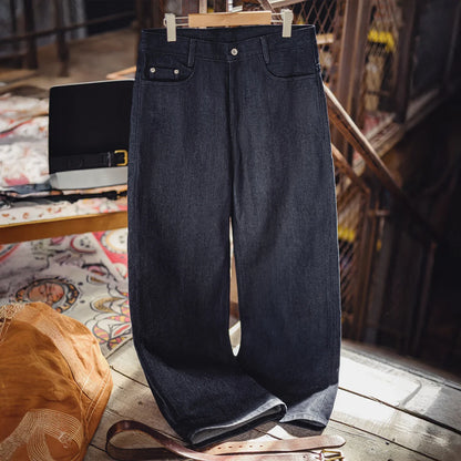 Weite Herren Jeanshose Dunkelblau Denim Look Loose Fit