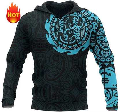 Hoodie mit Kapuze, Langarm, Allover-Print, grafisches Muster
