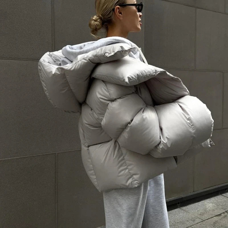 Damen Pufferjacke mit Kapuze – Kurzer Steppmantel