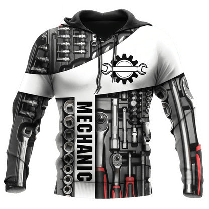 Unisex Kapuzenpullover Hoodie Mechaniker-Motiv Maschinen & Werkzeuge