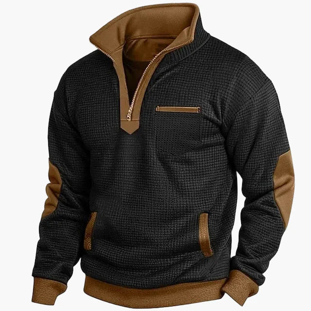 Herren Retro Sweatshirt mit Stehkragen – Stilvolles Freizeit- und Outdoor-Oberteil
