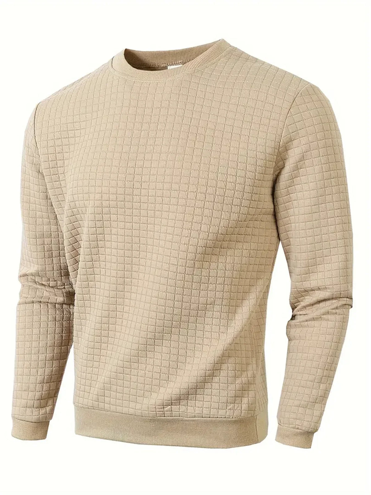 Herren Sweatshirt mit Rundhalsausschnitt, langärmlig, Waffelstruktur