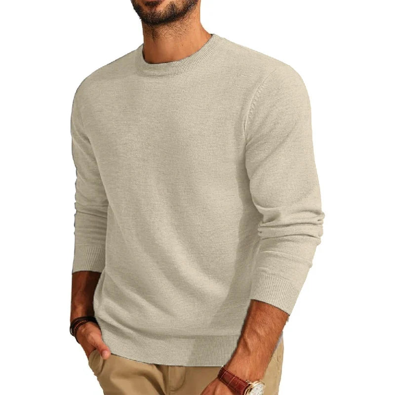 Herren Rundhals Pullover Langarm Basic Strickpullover