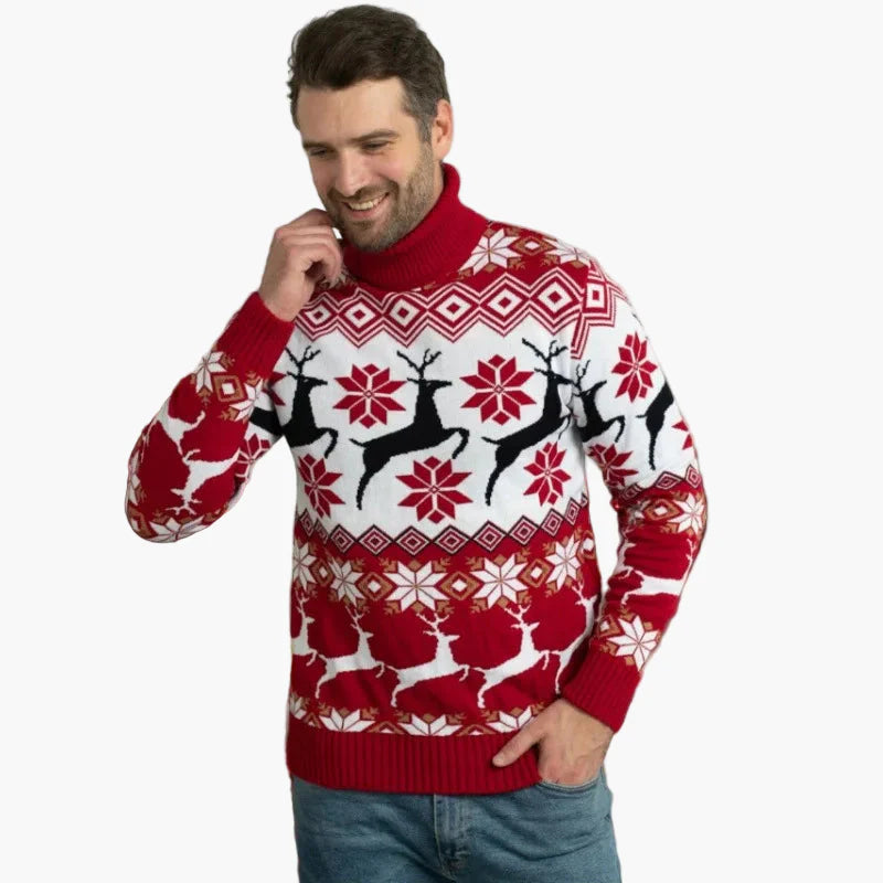 Damen Weihnachts-Pullover mit Rentier- und Schneeflocken-Muster – Festlicher Strickpullover für Winter & Feiertage