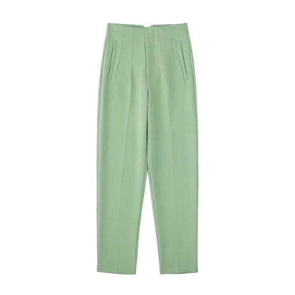 Damen Chinohose High Waist Gerade Beine Elegante Stoffhose Freizeithose