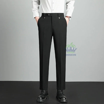 Herren Hose Beige Business-Stil Schmal Geschnitten