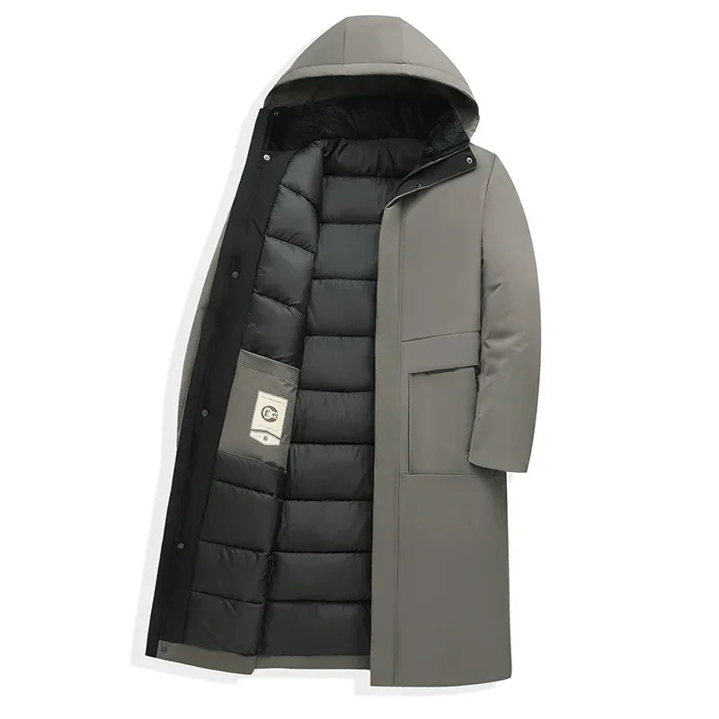 Langer Winterparka mit Kapuze Steppfutter Herren Damen Unisex