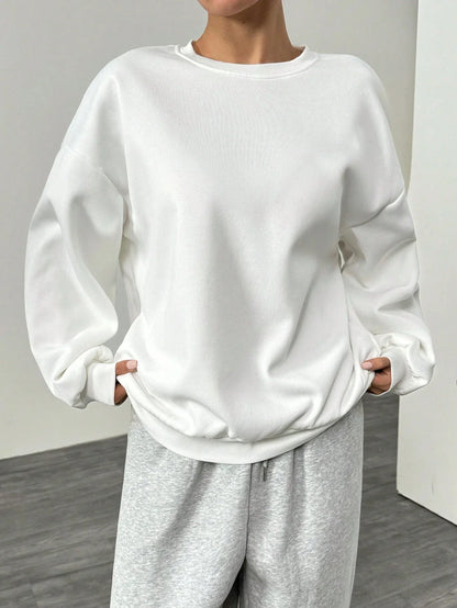 Unisex Basic Rundhals Sweatshirt Langarmshirt Grau