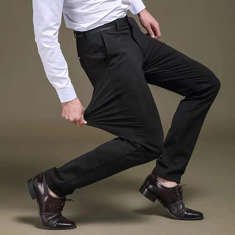 Herren Stretch Businesshose Schwarz Slim Fit Anzughose