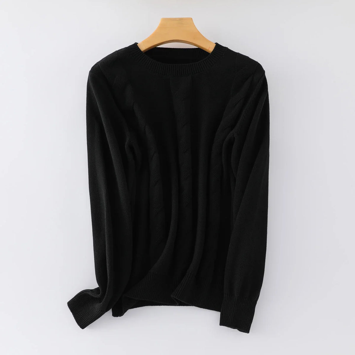 Damen Strickpullover Rundhals mit Zopfmuster Rosa