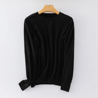 Damen Strickpullover Rundhals mit Zopfmuster Rosa