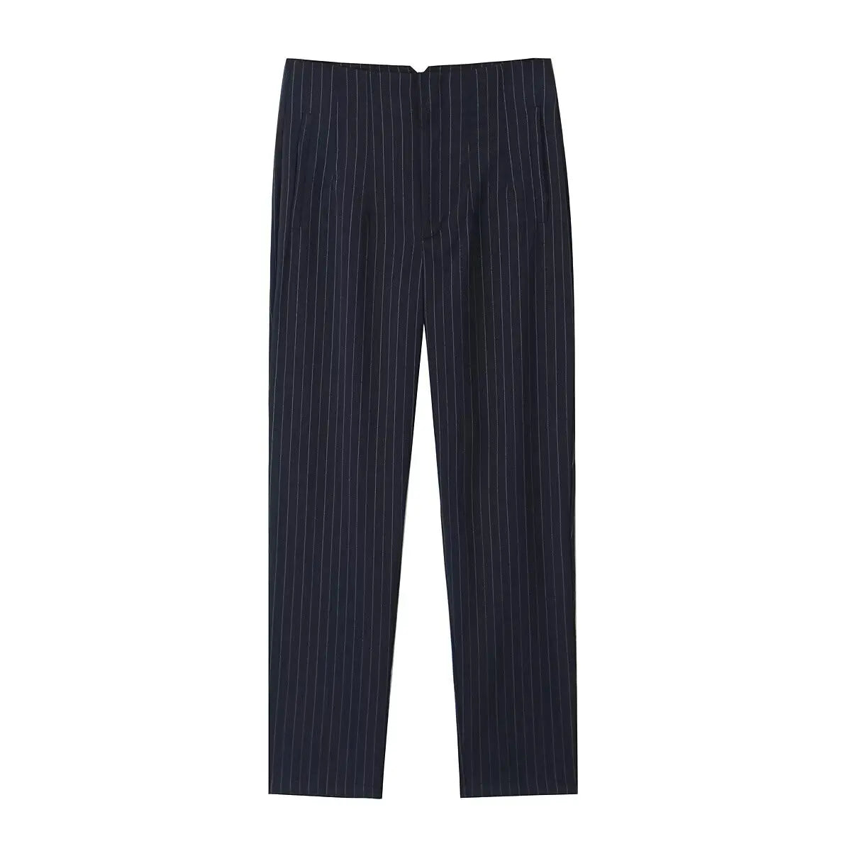 Damen Stoffhose Hoher Bund Business-Hose Elegante Anzughose Beige/Schwarz/Blau Gestreift