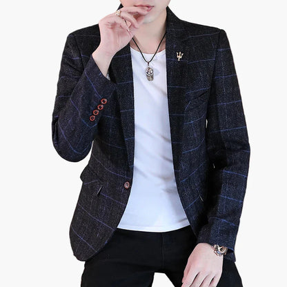 Herren Modernes Business Casual Blazer Sakko – Eleganter Karierter Look für Büro & Freizeit