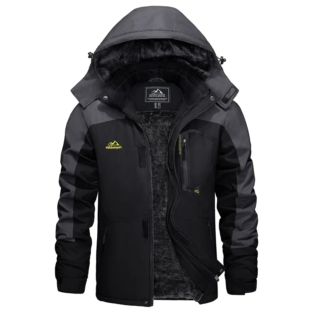 Winter Outdoorjacke für Herren mit Kapuze und Plüschfutter, viele Farben
