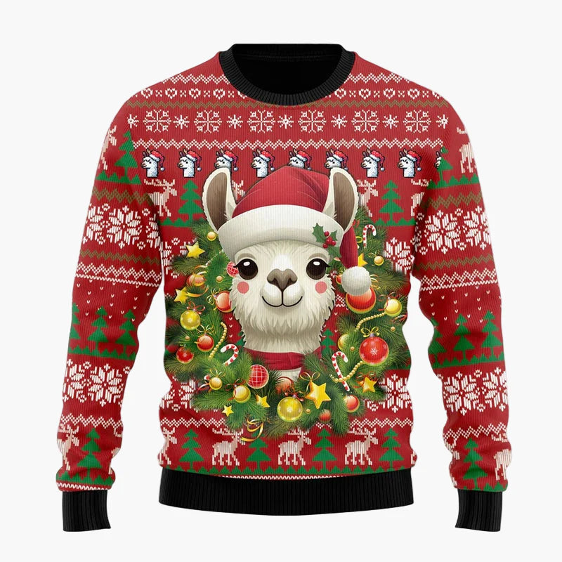 Unisex Weihnachts-Pullover "Cooles Lama" – Festlicher Strickpulli für Damen & Herren