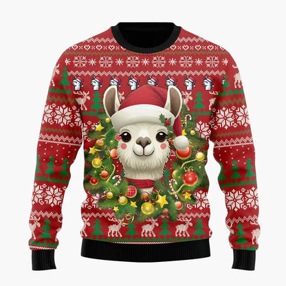 Unisex Weihnachts-Pullover "Cooles Lama" – Festlicher Strickpulli für Damen & Herren