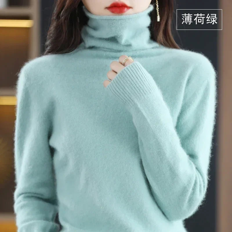Damen Rollkragenpullover mit langen Ärmeln, weiches Material