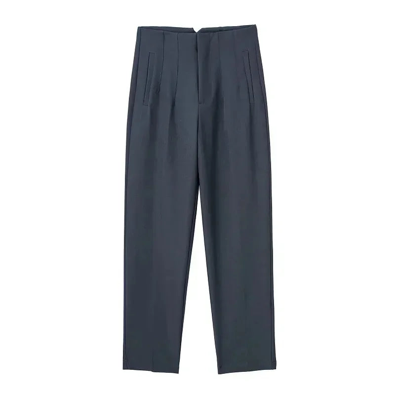 Damen High-Waist Hose Business Elegant Knöchellang