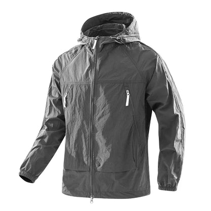 Leichte Kapuzenjacke Unisex Windjacke mit Reißverschlusstaschen Grün
