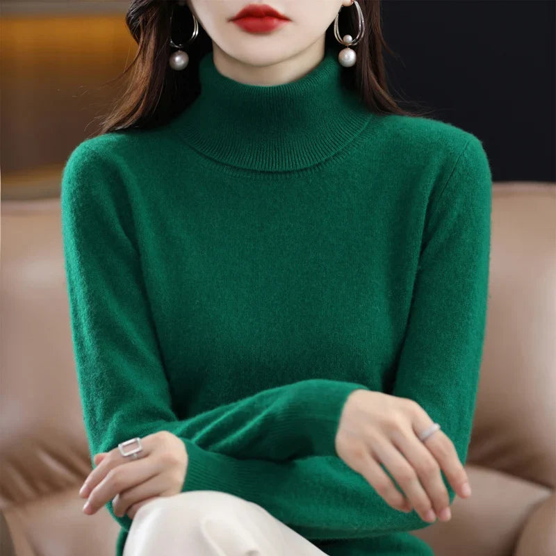 Damen Rollkragenpullover, weiches Material, langärmlig