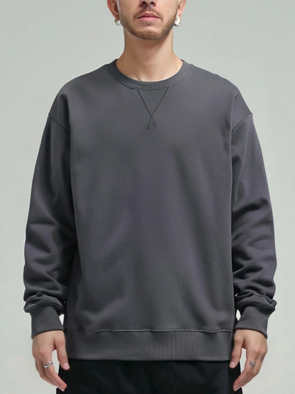 Unisex Langarm Sweatshirt Rundhals Grau meliert