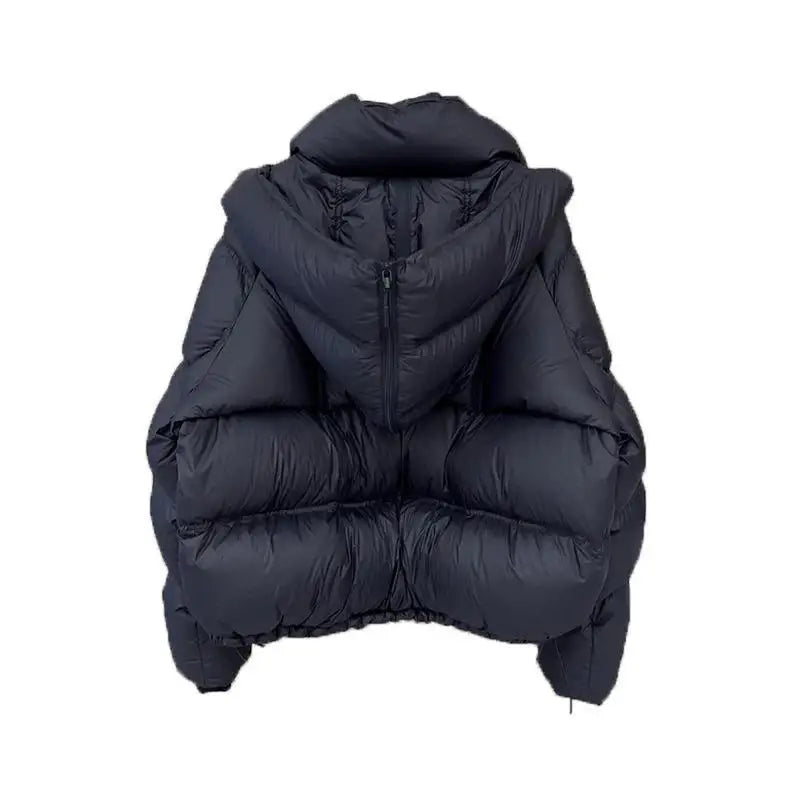 Damen Steppjacke Schwarz mit Kapuze Kurz Jacke Gesteppt Warm