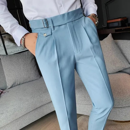 Herren Anzughose Slim Fit Bundfalten Elegant Schmale Passform