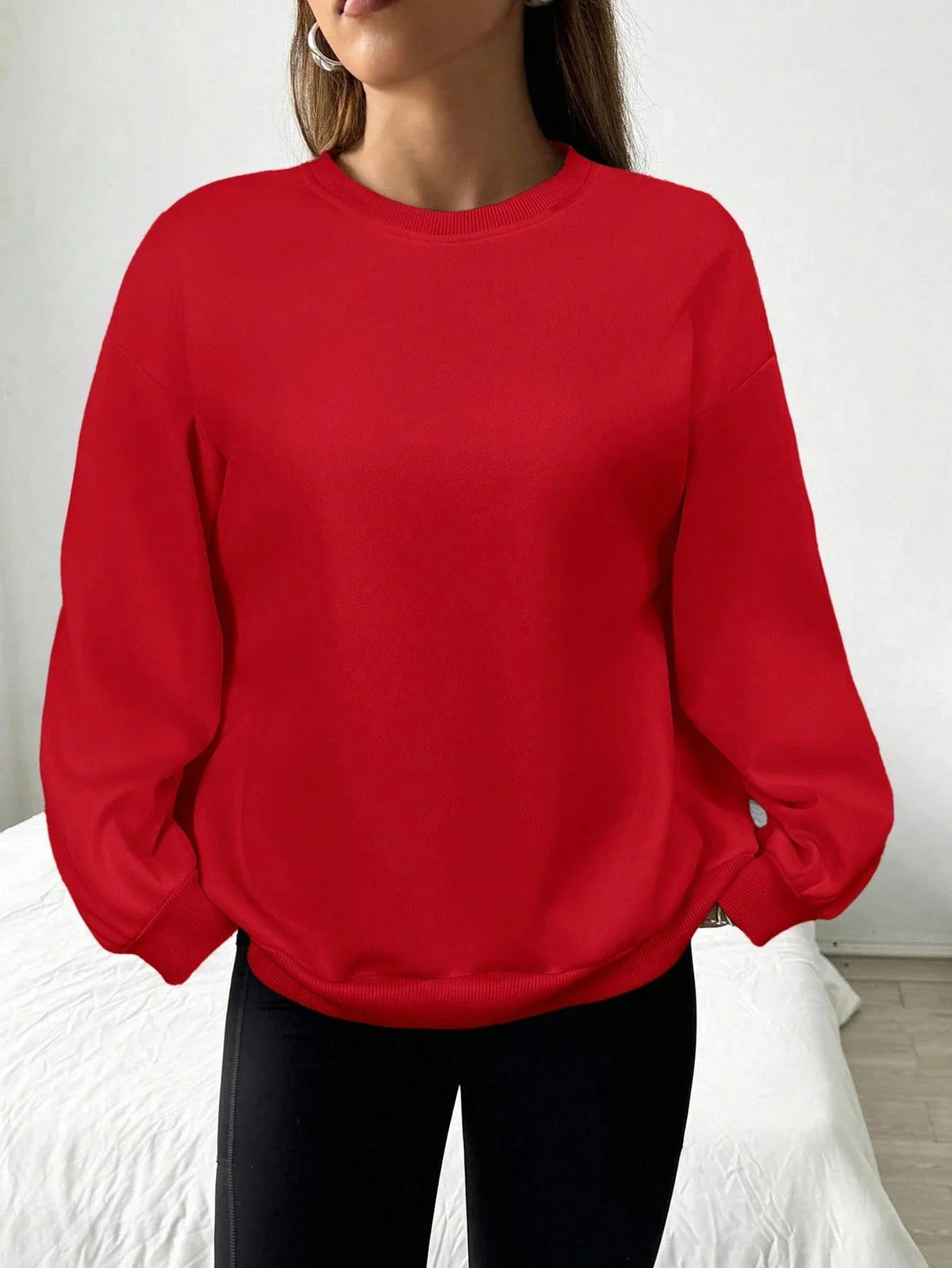 Unisex Basic Rundhals Sweatshirt Langarmshirt Grau