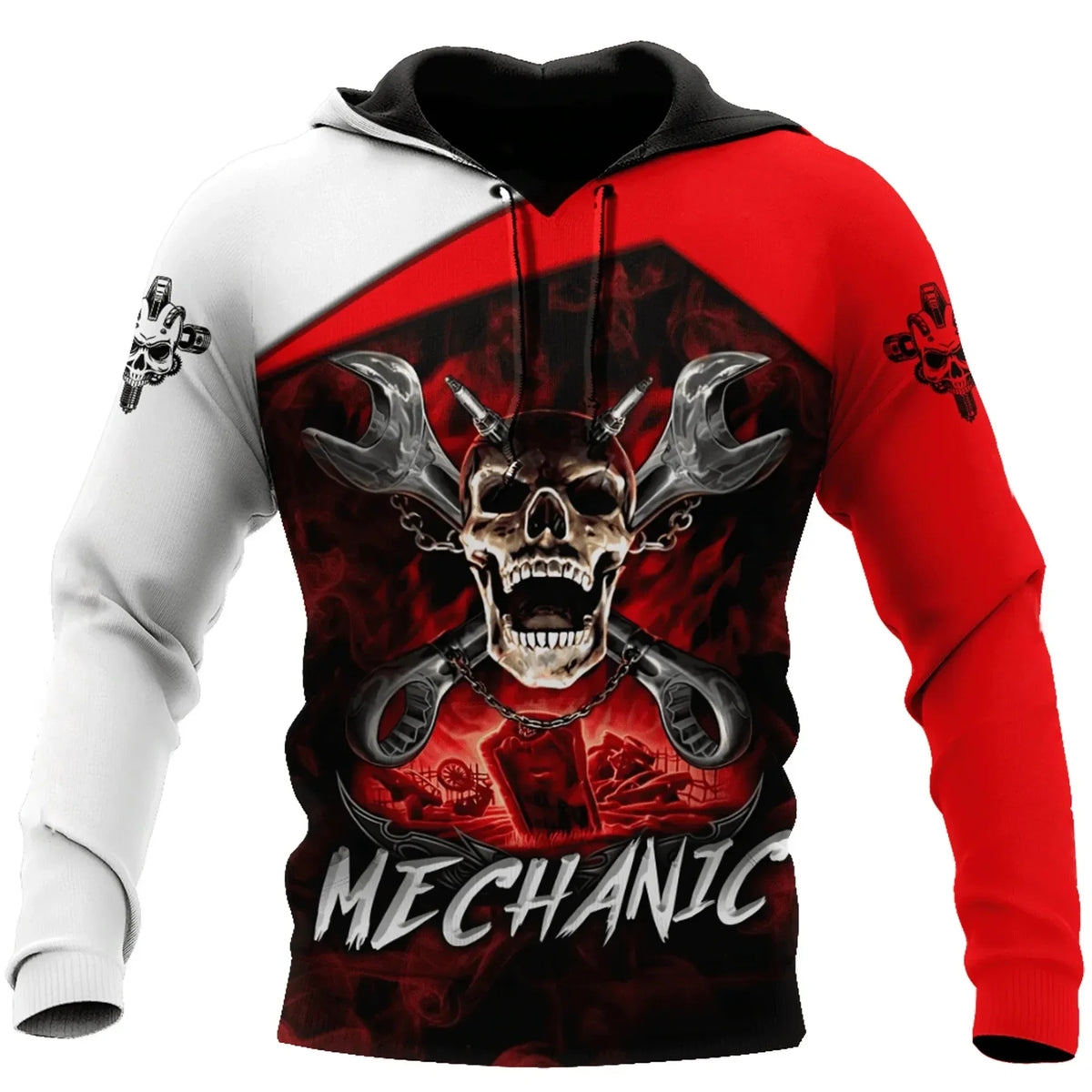 Unisex Kapuzenpullover Hoodie Mechaniker-Motiv Maschinen & Werkzeuge
