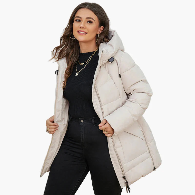 Damen Winter Steppjacke mit Kapuze – Plus-Size, modisch und warm für Alltag und Freizeit