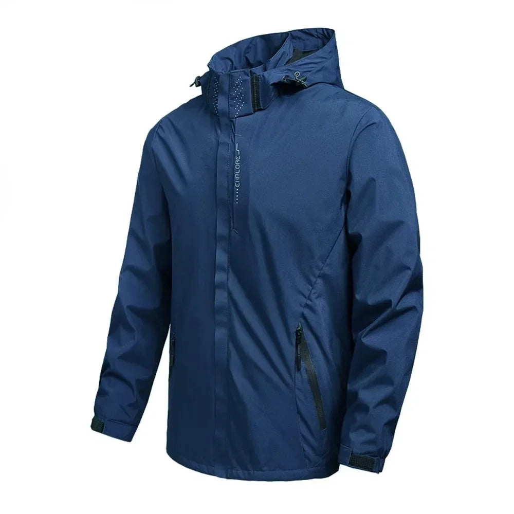 Herren Outdoor Jacke mit Kapuze & Reißverschluss – Schwarz