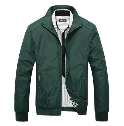 Herren Freizeit Bomberjacke mit Stehkragen und Reißverschluss, Windbreaker Übergangsjacke