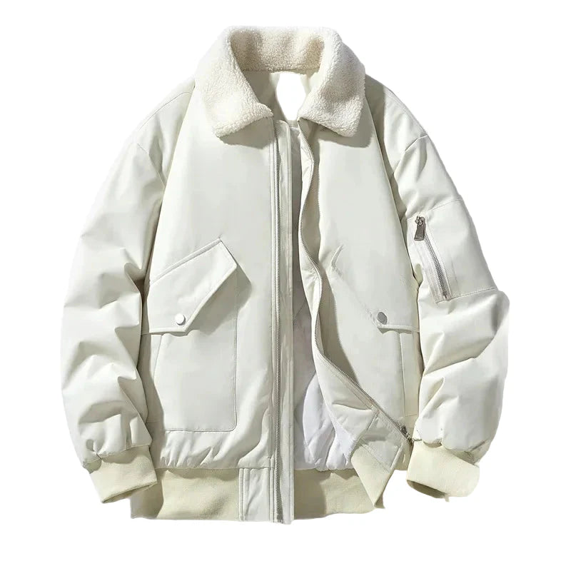 Herren Winterjacke mit Lammfellkragen – Modischer, warmer Freizeitmantel für kalte Tage