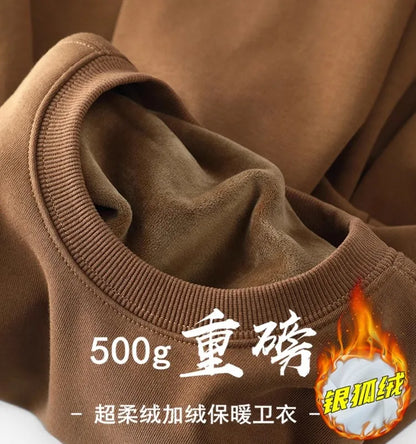 Unisex Langarm Sweatshirt Pullover mit Rundhalsausschnitt warm gefüttert