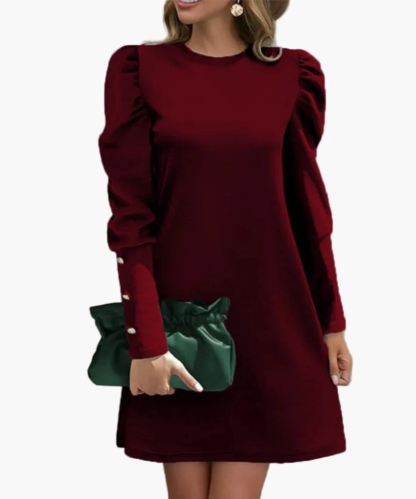 Damen Elegantes Minikleid mit Puffärmeln – Perfekt für Büro und festliche Anlässe