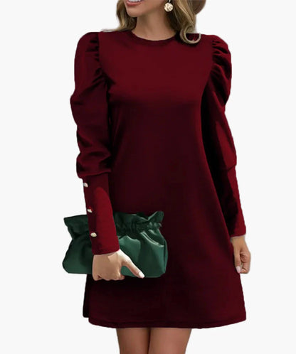 Damen Elegantes Minikleid mit Puffärmeln – Perfekt für Büro und festliche Anlässe