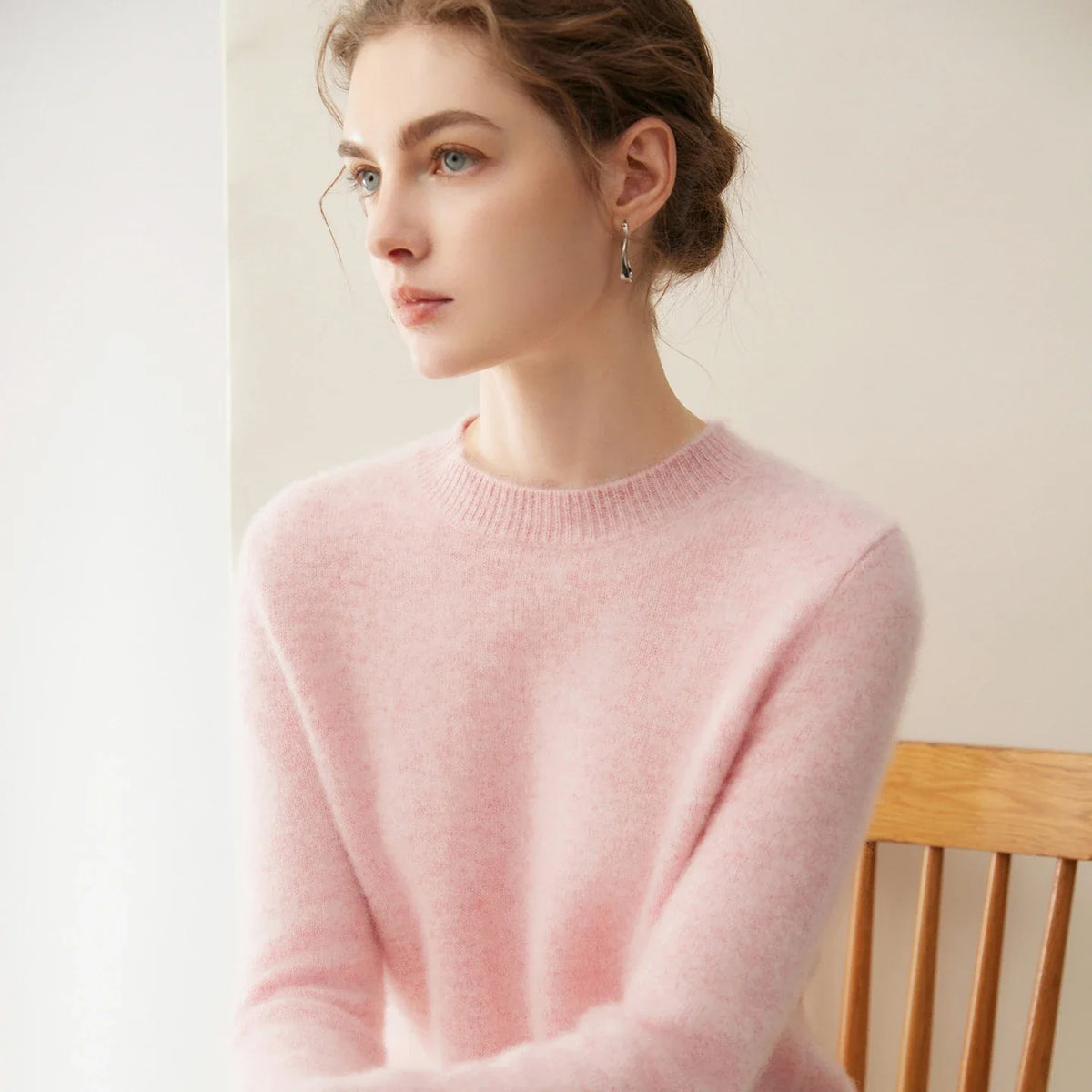 Damen Pullover Rundhals Langarm Weiches Material