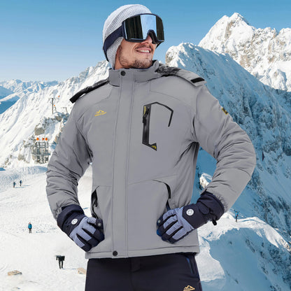 Herren Winterjacke Wasserdicht Skijacke mit Kapuze Outdoor Jacke Warm