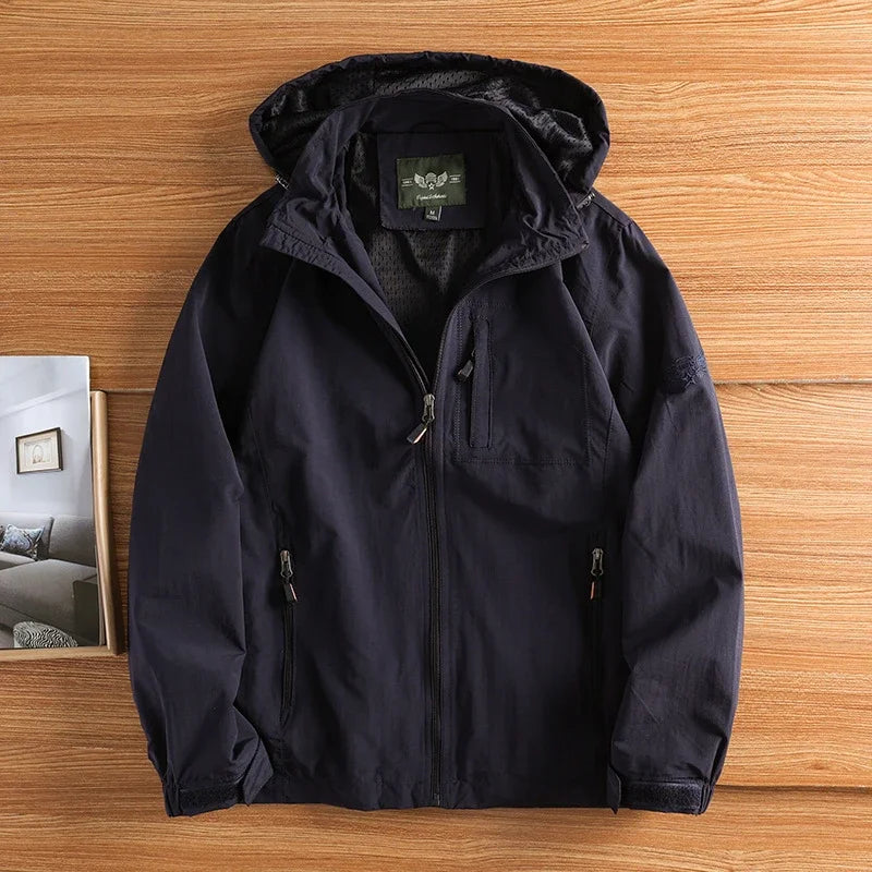 Herren Outdoor Jacke mit Kapuze und Reißverschluss Übergangsjacke