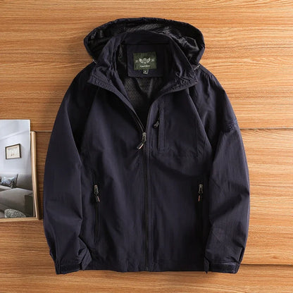 Herren Outdoor Jacke mit Kapuze und Reißverschluss Übergangsjacke