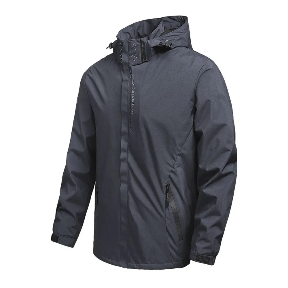 Herren Outdoor Jacke mit Kapuze & Reißverschluss – Schwarz