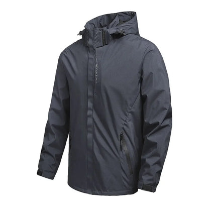 Herren Outdoor Jacke mit Kapuze & Reißverschluss – Schwarz