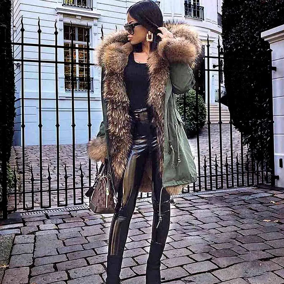 Damen Parka mit Kunstfellbesatz und Kapuze - Wintermantel